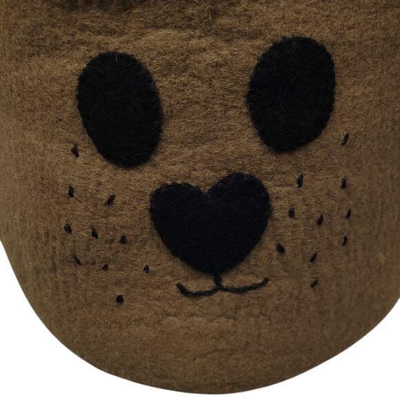 Place & Time Bear Storage Basket Set 100% Wool Nursery Toys Made In Nepal Brown - Picture 3 of 16